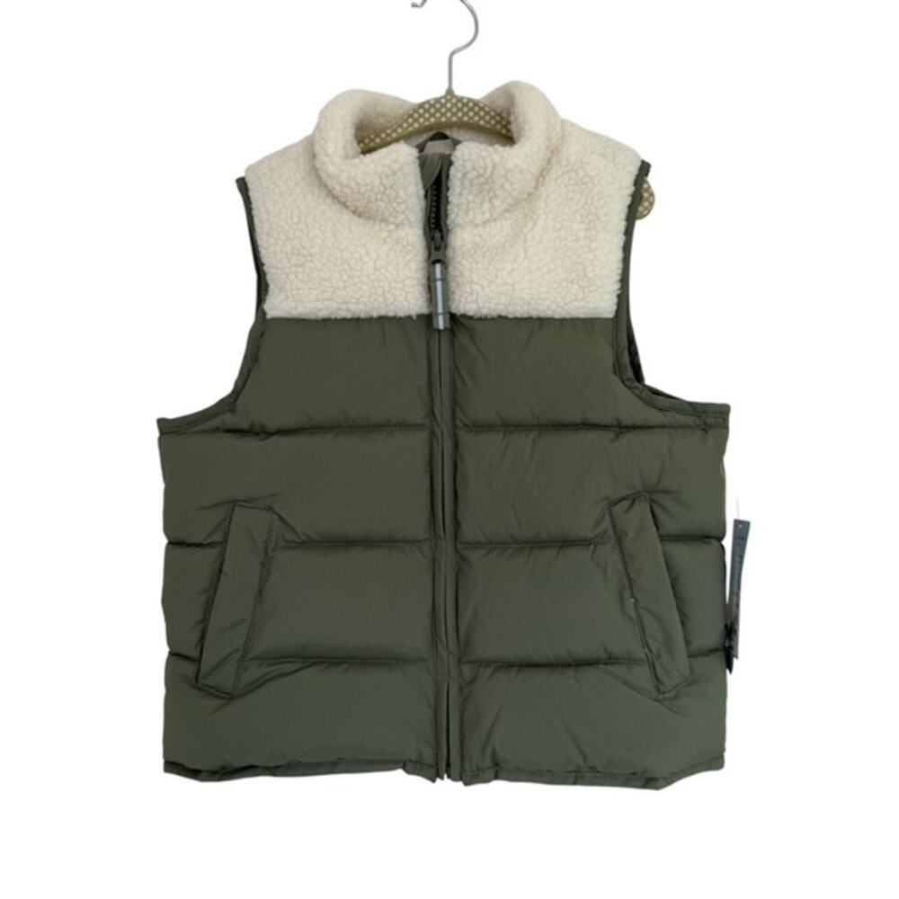 Cat & Jack Olive Green Full Zip Puffer Vest - Youth 4/5 - NWT